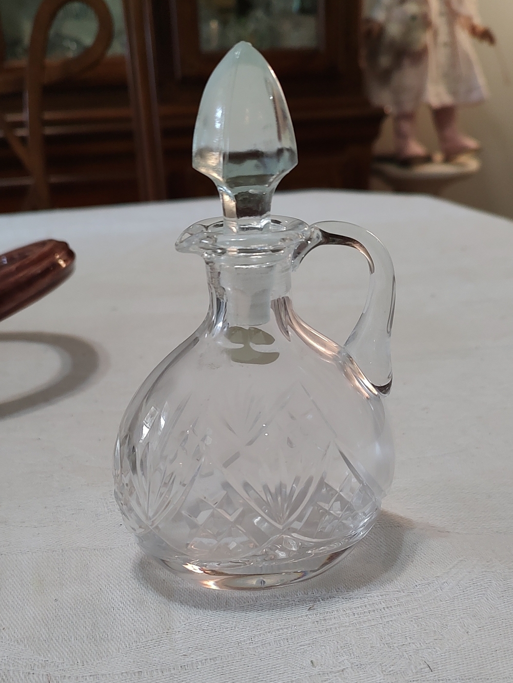 Clear Cut Glass Cruet with Stopper by